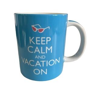 Keep Calm and Vacation On Coffee Mug - Cape Shore - Blue and White